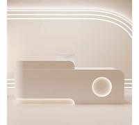 Beige Reception Desk with Storage Drawers and Lock Small 120x60 cm for Clinics Offices or Retail Stores Stylish & Functional Counter for Any Space