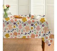 Beige Rectangular Tablecloth 160x270 cm, Floral Branches & Leaves, Stain-Resistant & Waterproof, Perfect for Weddings, Table Decoration, Garden Parties, Anniversaries, Christmas, Events, Con