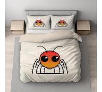 Beige Red Duvet Cover - Size（ King 220 x 230） Soft Lightweight Microfiber - Machine Washable - Non Iron - Simple Sketch Ant Bedding - Duvet Cover Sets