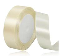 Beige Ribbon 25mm for Christmas Party Decorations，23 Meters,Ivory Satin Ribbon for Gift Wrapping, Crafting, Wedding Party, Christmas, Hair Bows, Floral Bouquets, Anniversaries，Baby Showers