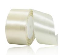 Beige Ribbon 50mm, Ivory Satin Fabric Ribbon 23 Meters for Crafting, Gift Wrapping, Flower Bouquets, Balloons, DIY Bows, Wedding Party, Birthday Cakes and Christmas Decorations