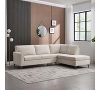 (Beige) ROMA 3 SEATER FABRIC CORNER SOFA