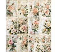 Beige Roses Rice Paper, 20 x 26.5cm (6 Sheets) - 6X Decoupage Papers for Collage, Mixed Media, Card Making & Crafts, Decoupage by CRAFT KREATIVELY