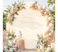 Beige Round Backdrop Cover 6.6ft Stretchy Circle Arch Backdrop Cover Wedding Round Arch Cover for Bridal Shower Baby Shower Photo Shoot Balloon Arch Cover Birthday Party Arches Background Decorations