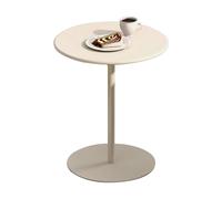 Beige Round Metal Base Table - High Dining & Bar Table for Bistro, Kitchen, Living Room, Cocktail, 60x60x72cm - Stylish Modern Furniture for Home & Restaurant