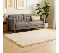 Beige Rug Smooth Plush Texture Natural Warmth Underfoot Comfort Carpet Versatile Neutral Shade Living Room Bedroom Soft Touch Contemporary Home Accent Durable Rug 80cm x 150cm (2ft 7" x 4ft 11")