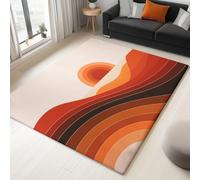 Beige Rugs Living Room Washable Non Slip Area Rug 120 x 170 cm, Bedroom Kitchen Hall Lounge Office Dining Room Indoor Carpet Low PileAbstract Minimalist Sunset Landscape Carpets