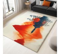 Beige Rugs Living Room Washable Non Slip Area Rug 80 x 150 cm,Bedroom Kitchen Hall Lounge Office Dining Room Indoor Carpet Low PileInk Painting Lake Pine Trees Hills Carpets