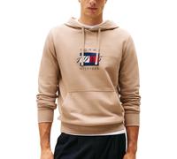 (Beige, S) Tommy Hilfiger Mens Flag Graphic 1985 Hoodies
