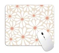 Beige Sand Daisy Flower Mouse Pad Mat Cute, Premium-Textured Washable Boho Retro Aesthetic Mousepad with Non-Slip Rubber Base Floral Modern Art Mice Pad for Computer Home Office Decor, Abstract