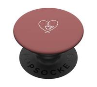 Beige/Sand/Tan Coffee Cup Heart Minimalist Line Art PopSockets Adhesive PopGrip