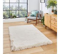 Beige Shaggy Plain Modern Easy To Clean Polyester Rug For Living Room And Bedroom-60Cm X 120Cm