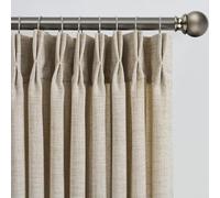 Beige Sheer Curtains 140 Inches Long with Pinch Pleat,Memory Trained Custom Made Pleated Drapes Textured Extra Long High Ceiling Tall Curtain for Living Room 42 Inch Wide Each Panel Back Tab