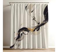 Beige Shower Curtain Extra Long Shower Curtain 180 x 200 cm / 70 x 78 inch, Soft Polyster Fabric, Quick Dry, 3D HD Printed Includes 12 Plastic Hooks, Washable Bathroom Curtains for Tub Simple Wy-176