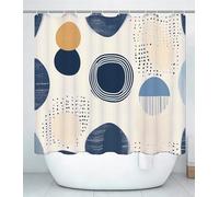 Beige Shower Curtain for Bathroom, Curtain Includes 12 Pcs Hooks, Waterproof Polyester Fabric, Rustproof Eyelets, Weighted Hem, Machine Washable, Quick Dry, Bathroom Decor H120 x W180cm Geometry J#183