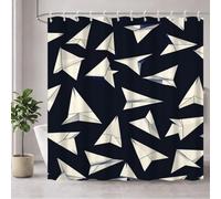 Beige Shower Curtain, Waterproof Shower Curtain for Bathroom with 12 Hooks, Weighted Hem, Polyester Fabric Washable Quick Dry for Bathtub Outdoor Garden Room Decor Navy 200 x 220 cm (79x87 In) 3Y#35