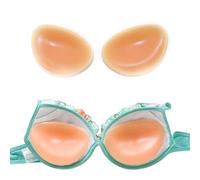 Beige Silicone Bra Insert Removable Sport Bra Cups Inserts Invisible Breast Pads Breast Enhancer Sticky Bra Padding Push Up Bra Pads for Women Bikini Swimsuits