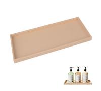 Beige Silicone Vanity Tray, Soft Non-Slip Dressing Table & Bathroom Organizer for Jewellery, Perfume, Soap, Candles, Waterproof Desktop Holder (30x12.5x1.8cm)