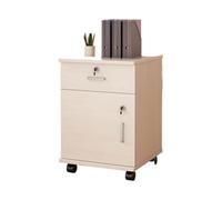 Beige Simple Locking Mobile Low File Cabinet with Drawer - Office Storagefor Files and Documents - Compact Cabinet for Home and Office Use