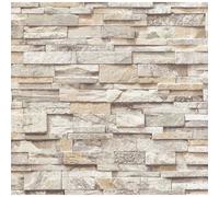 Erismann Wallpaper Sweet & Cool Slate Stone - 3D Rustic Brick Effect, Sandstone Beige 10m x 0.53m