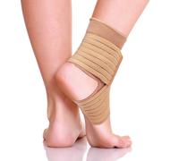 (Beige, Small) Actesso Ankle Support Strap - Sleeve for Weak Ankles, Sprains and Sports Injury