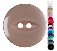 Beige Small Cardigan Buttons, 14 mm Fish Eye - Pack of 10 Matching Plastic Buttons for Toddler Cardigans, Baby Dresses, Light Knits, Knitting & Crafts - Giddy Square