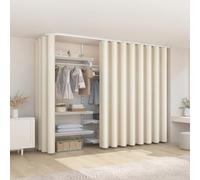 Beige Solid Color Anti-Dust Shelf Curtain for Wardrobe & Bookcase, Adjustable Ripple Fold Privacy Curtain for Kitchen & Cabin, W 250cm x H 240cm