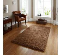 Beige Solid Plain Shaggy Easy To Clean Rug For Dining Room-133Cm (Circle)