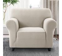 (Beige Spandex, 1 Seater: 165 x 179 cm) Water Proof Sofa Cover Reversible Chair Recliner Cover Quilted Furniture Pet Protector
