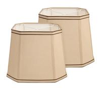 Beige Square Cut Corner Lamp Shades Set of 2, 9.4" Top × 12" Bottom × 9.4" High Fabric Lampshades for Table & Floor Lamp Replacement, Spider Fitter Lamp Shades for Home Decor, Easy Assembly