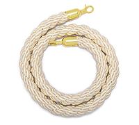 Beige Stanchion Hemp Braided Rope with Gold Plated Hooks, Crowd Control Line Barrier VIP Ropes for Movie Theaters, Grand Openings (Color : 1 pack, Size : 3.5m/11.5ft)