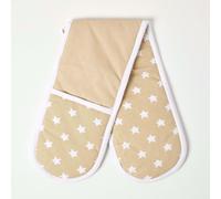 Beige Stars Cotton Double Oven Glove - Beige