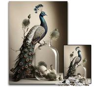 Beige still Life Peacock JigsawPuzzle 1000 Pieces for Adults Jigsaw Puzzles Relaxing Entertainment Home Decor 1000 PCS(75x50cm)