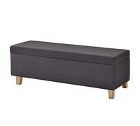 Beige Storage Ottoman Box with Removable Lids & Wooden Legs - Multifunctional Square Pouffe Chair for Home & Garden, 120x40x42cm, Stylish Footrest & Extra Storage Solution (Dark Gray)