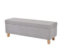 Beige Storage Ottoman Box with Removable Lids & Wooden Legs - Multifunctional Square Pouffe Chair for Home & Garden, 120x40x42cm, Stylish Footrest & Extra Storage Solution (Light Gray)