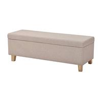 Beige Storage Ottoman Box with Removable Lids & Wooden Legs - Multifunctional Square Pouffe Chair for Home & Garden, 120x40x42cm, Stylish Footrest & Extra Storage Solution (Beige)