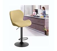 Beige Stretch Bar Stool Chair Covers Set of 6 - Low Back Swivel Chair Protectors for Kitchen & Dining Room Curved Design Easy to Install Durable Fabric