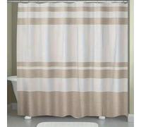 Beige Stripe Shower Curtain Washable with 12 Hooks Minimalist Abstract Design for Bathroom Multiple 120x160cm Light Neutral Brown Color