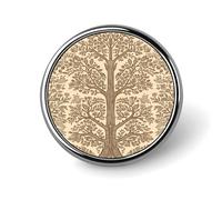 Beige Style Tree Badges Decorative, Durable Aluminum Alloy Round Badge, Lightweight Button Brooch for Shirts, Jackets, Hats, Uniforms 1"