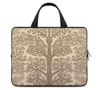 Beige Style Tree Laptop Sleeve Ultra-Thin, Lightweight & Waterproof 17inch Laptop Bags, Durable Neoprene Material, Portable Protective Computer Bag with Hand Strap
