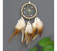 (Beige style2) Dream Catcher Wind Chimes Home Hanging Craft Gift Dreamcatcher Ornament Car Hanging Bedroom Decoration 1PC