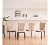 (Beige(Suede), 4 pcs) 4/6 Dining Chairs High Back Velvet/PU Office