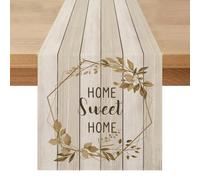 Beige Table Runner 40 x 140 cm Outdoor Table Runner Weatherproof Linen Look Lotus Effect Washable Water-Repellent Modern Table Runner Decoration for Kitchen Party Holiday Tabletop Decor