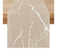 Beige Table Runner 40 x 200 cm Rustic Table Runner Linen Washable Marble Golden Textured Centre Table Modern Elegant Decorations for Living Room Dining Room Spring Summer