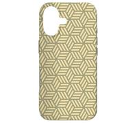 Beige Tan Geometric Lined Cube Rectangle Art Deco Pattern Case for iPhone 17