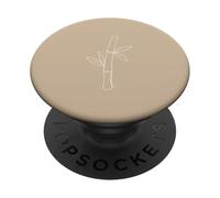 Beige/Tan Minimalist Bamboo Line Art Boho Zen Graphic PopSockets Adhesive PopGrip