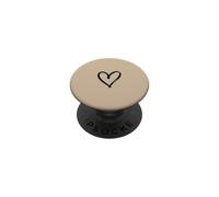 Beige/Tan - Minimalist One Line Heart Aesthetic Drawing PopSockets Adhesive PopGrip