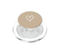 Beige/Tan - Minimalist One Line Heart Aesthetic Drawing PopSockets PopGrip for MagSafe