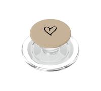 Beige/Tan - Minimalist One Line Heart Aesthetic Drawing PopSockets PopGrip for MagSafe