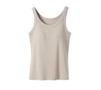 Beige Tank Tops Women Cotton Vest Top with Built in Bra Ribbed Vest Tops Sleeveless Camisoles Y2K Scoop Neck Cami Top Wireless Padded Bras Summer Basics Tshirts for Gym Workout Sleeping